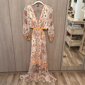 Sandro | Dresses | Sandro Metallic Scarf Print Maxi Dress | Poshmark